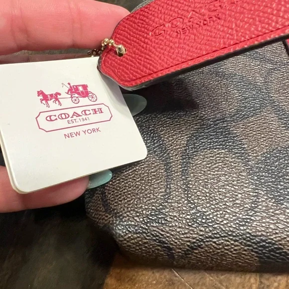 Coach Brown and Red Women's Wristlet with Long Strap NWT - Picture 3 of 10